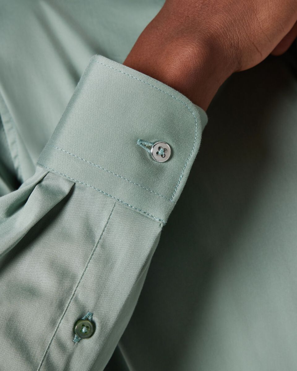 Regular Satin Long Sleeve Shirt, Sage, hi-res