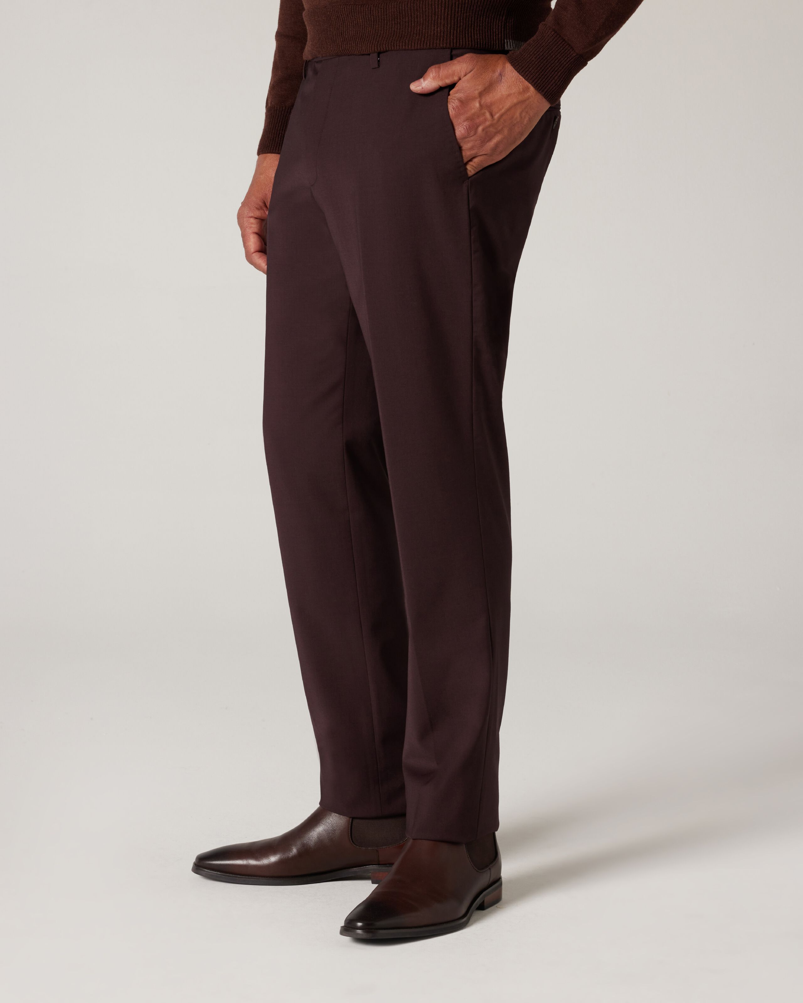 Dark brown pair of regular fit cotton trousers – Rota SRL