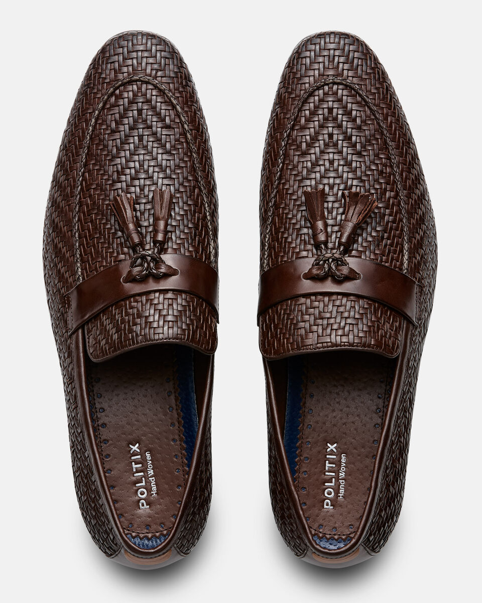 Leather Hand Woven Dress Loafer, Brown, hi-res