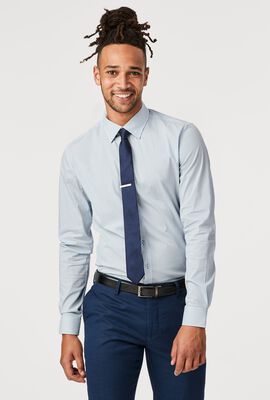 Mens White/Blue Long Sleeve Shirt 