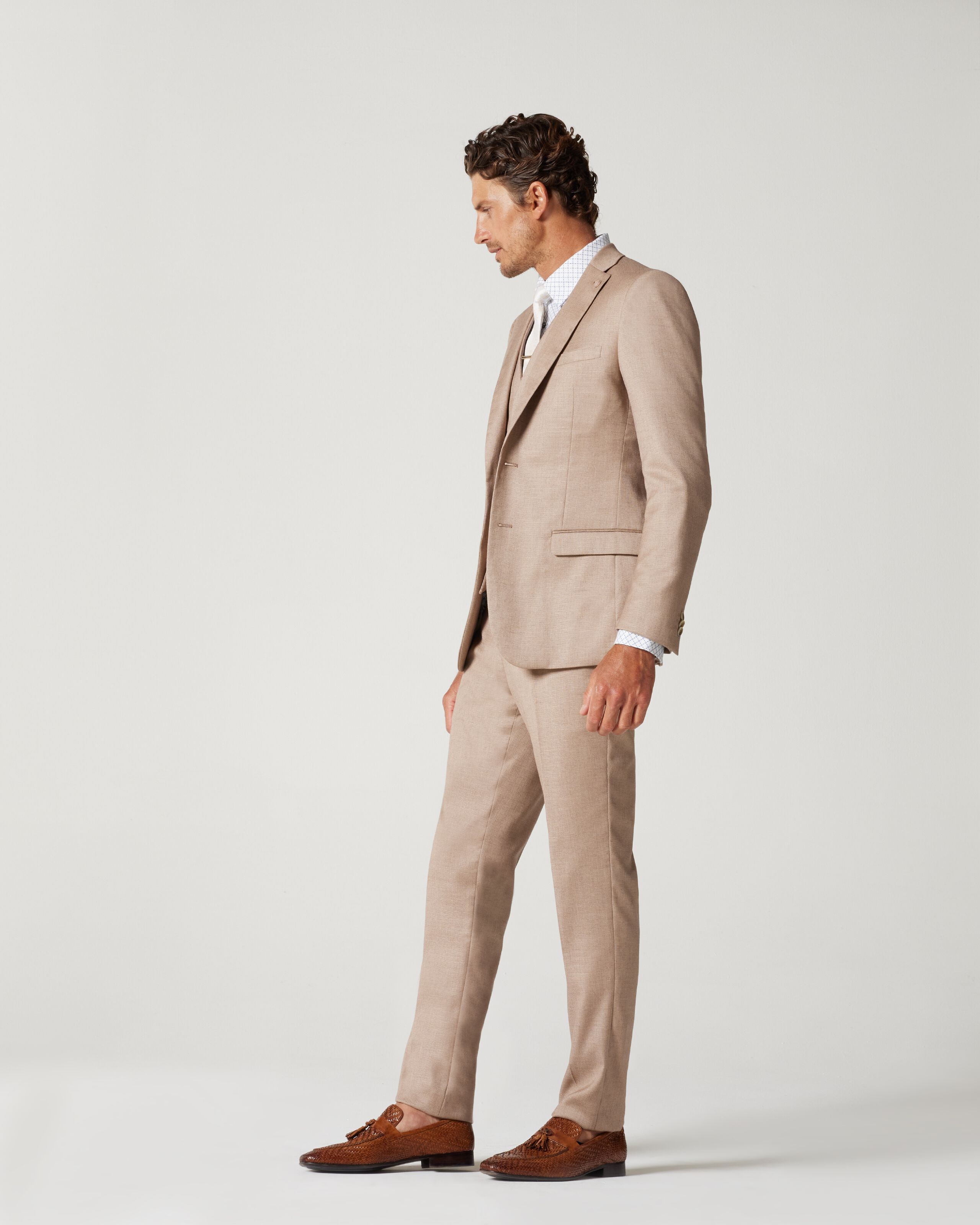 Cream Tussar Straight Suit Set