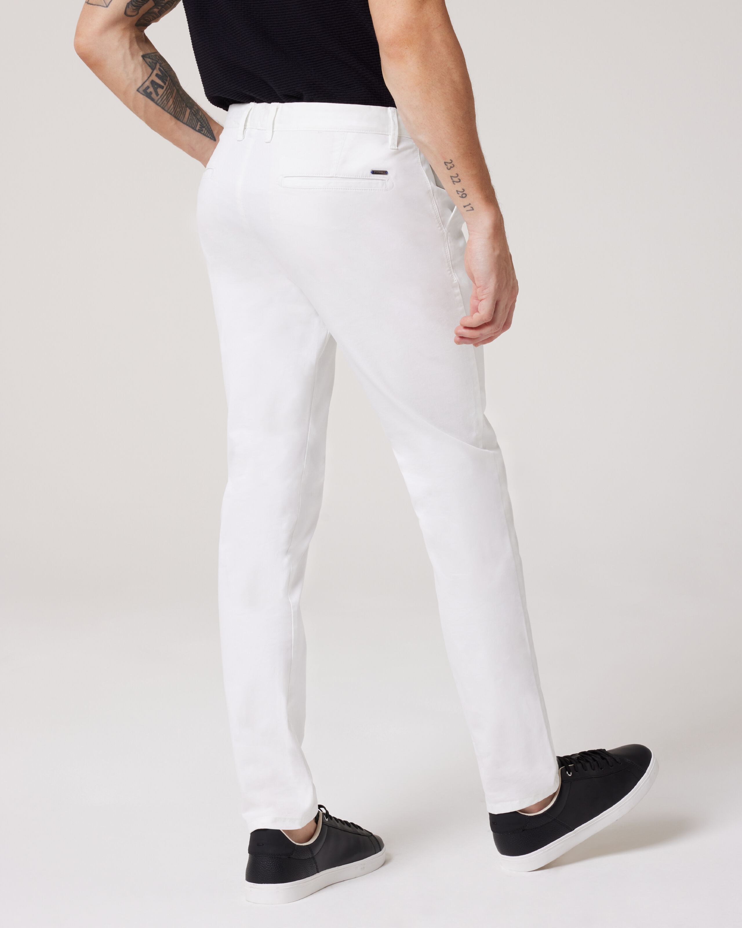 Sojanya (Since 1958) Men's Cotton Blend White Solid Trousers