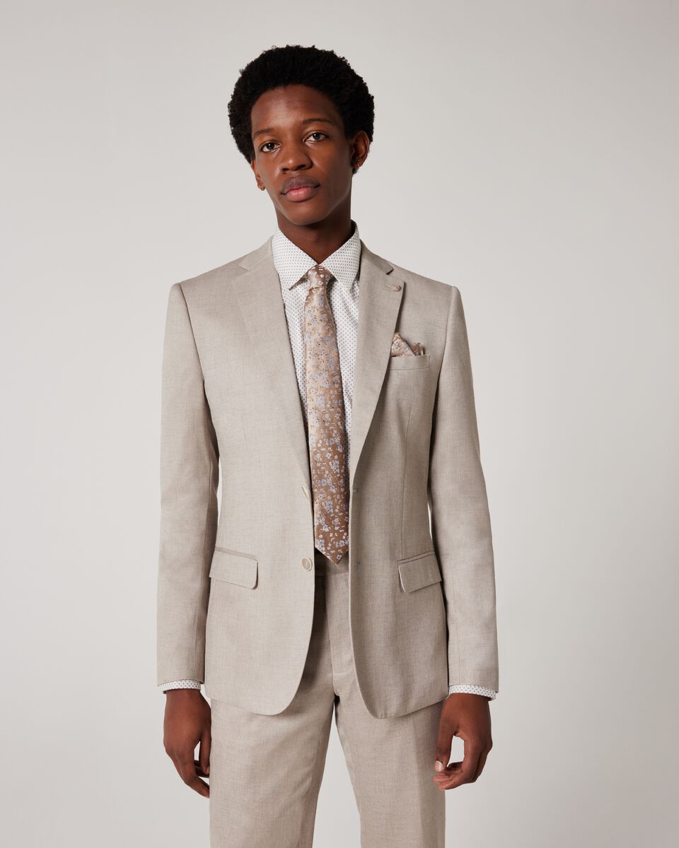 Slim Stretch Textured Tailored Jacket, Almond, hi-res