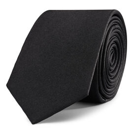 Garin Slim Silk Satin Tie, Black, hi-res