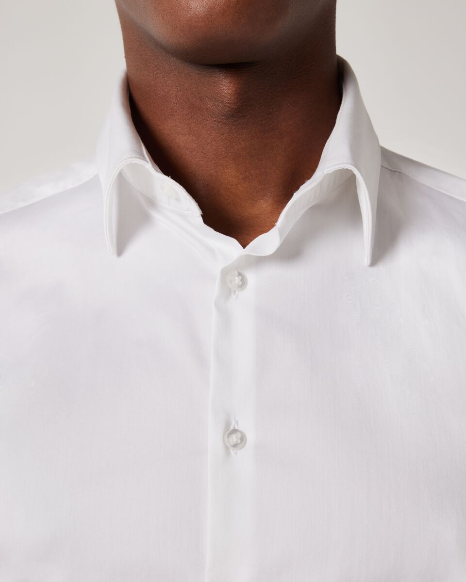 Regular Sateen Long Sleeve Shirt, White, hi-res