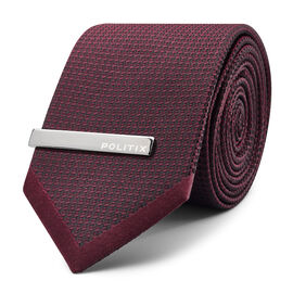 Lucca Slim Two Tone Textured Silk Tie, Burgundy, hi-res