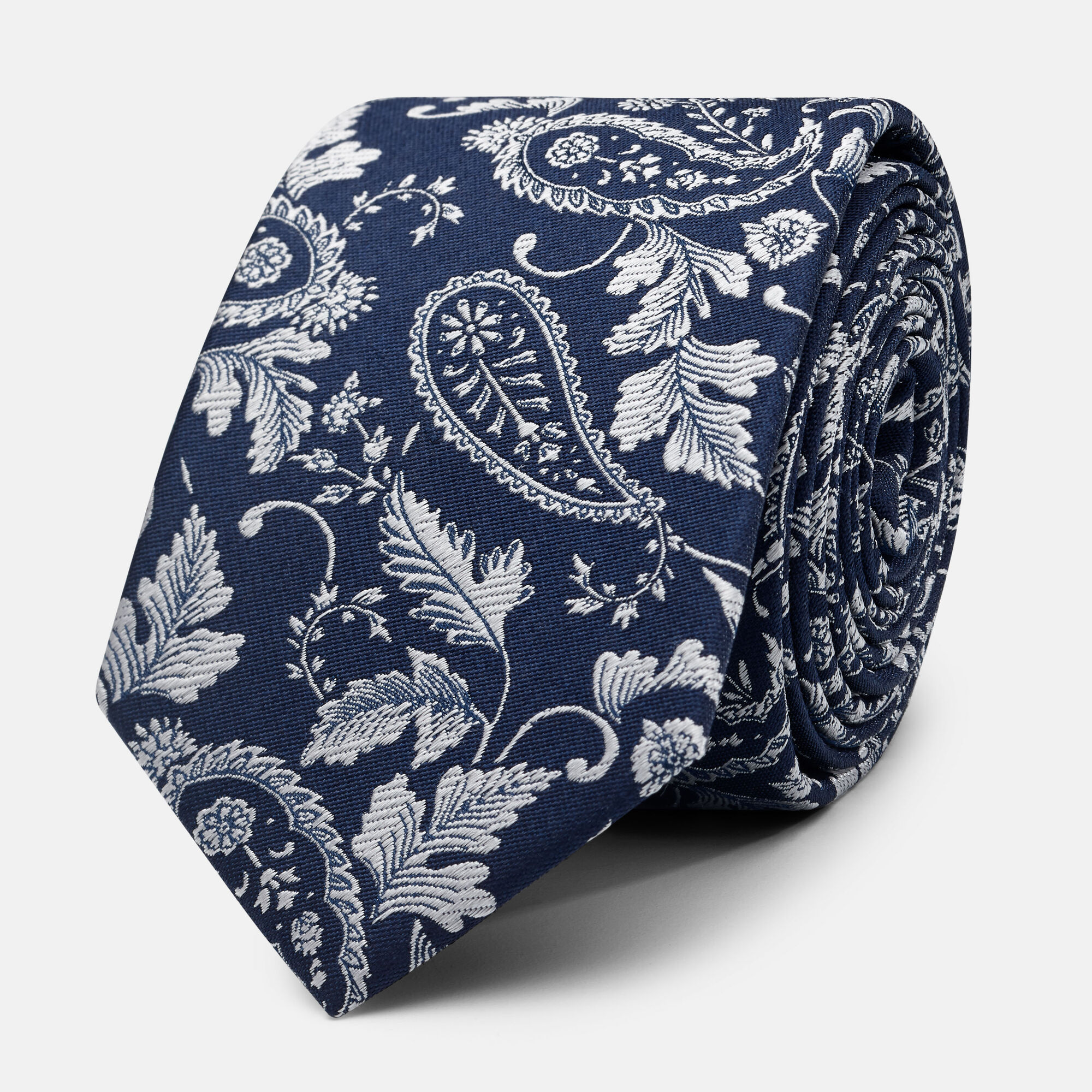 Torlano Nvy Slv Paisley Formal Tie Black Tie Ties Politix
