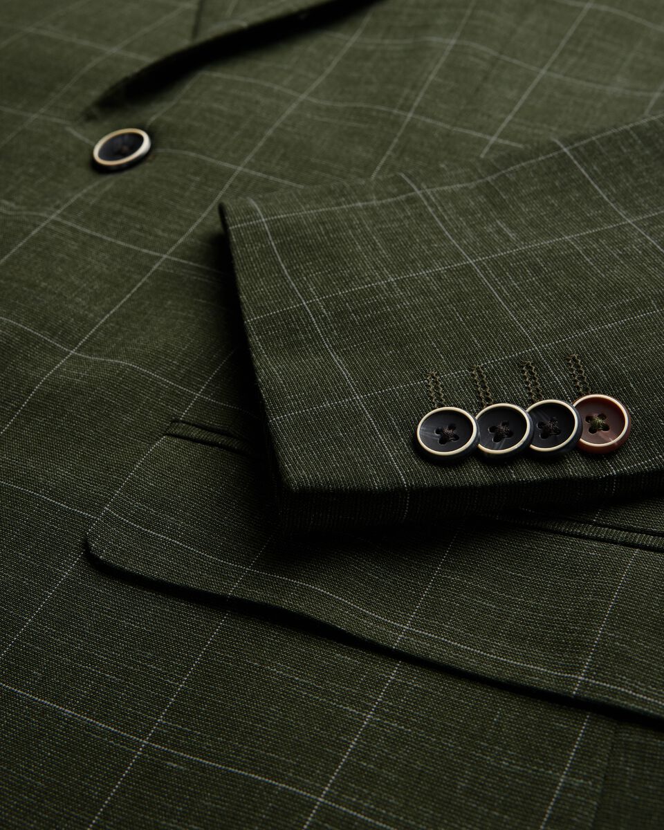 Slim Stretch Windowpane Check Tailored Jacket, Khaki Windowpane, hi-res