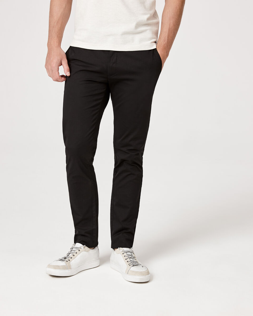 Slim Stretch Cotton Chino, Black, hi-res