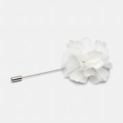 Curved Petal Flower Lapel Pin, White, hi-res