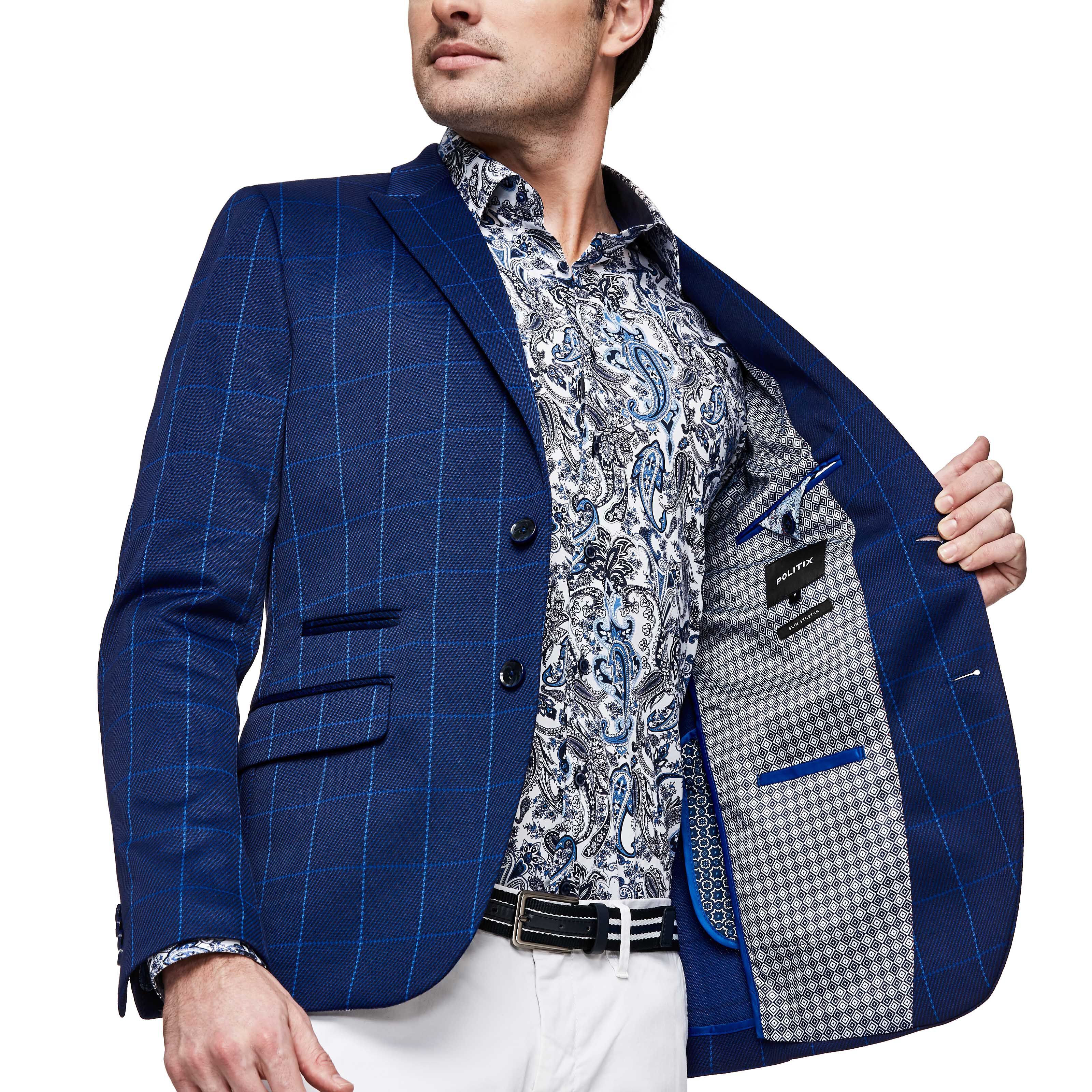 Royal blue on sale check blazer