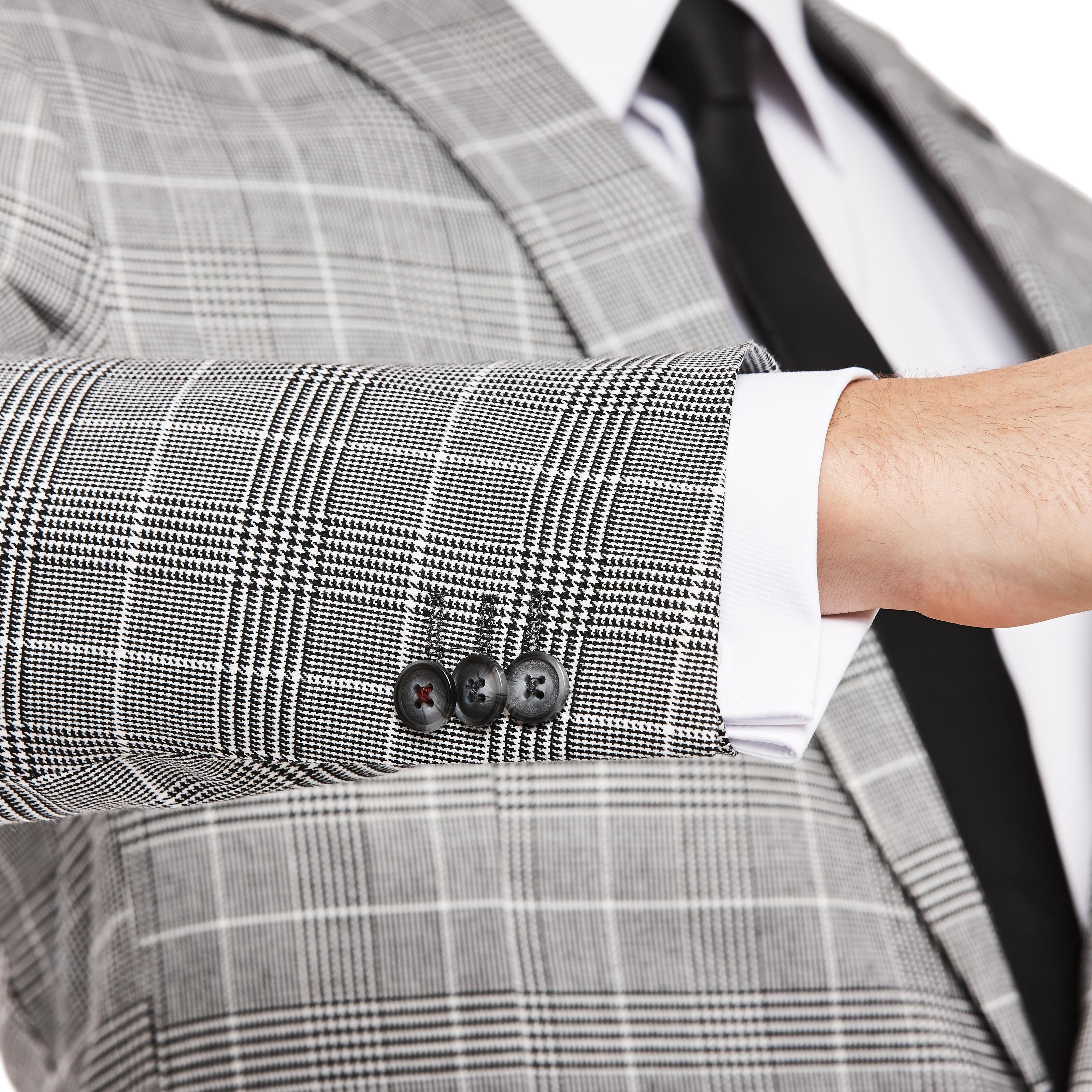 Black and white store plaid suit jacket