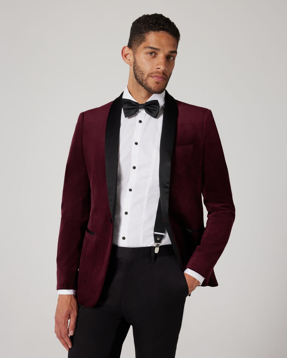 Slim Fit Shawl Collar Tuxedo Jacket - Bordeaux | Tuxedos | Politix