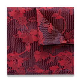 Barzio Silk Pocket Square, Red, hi-res
