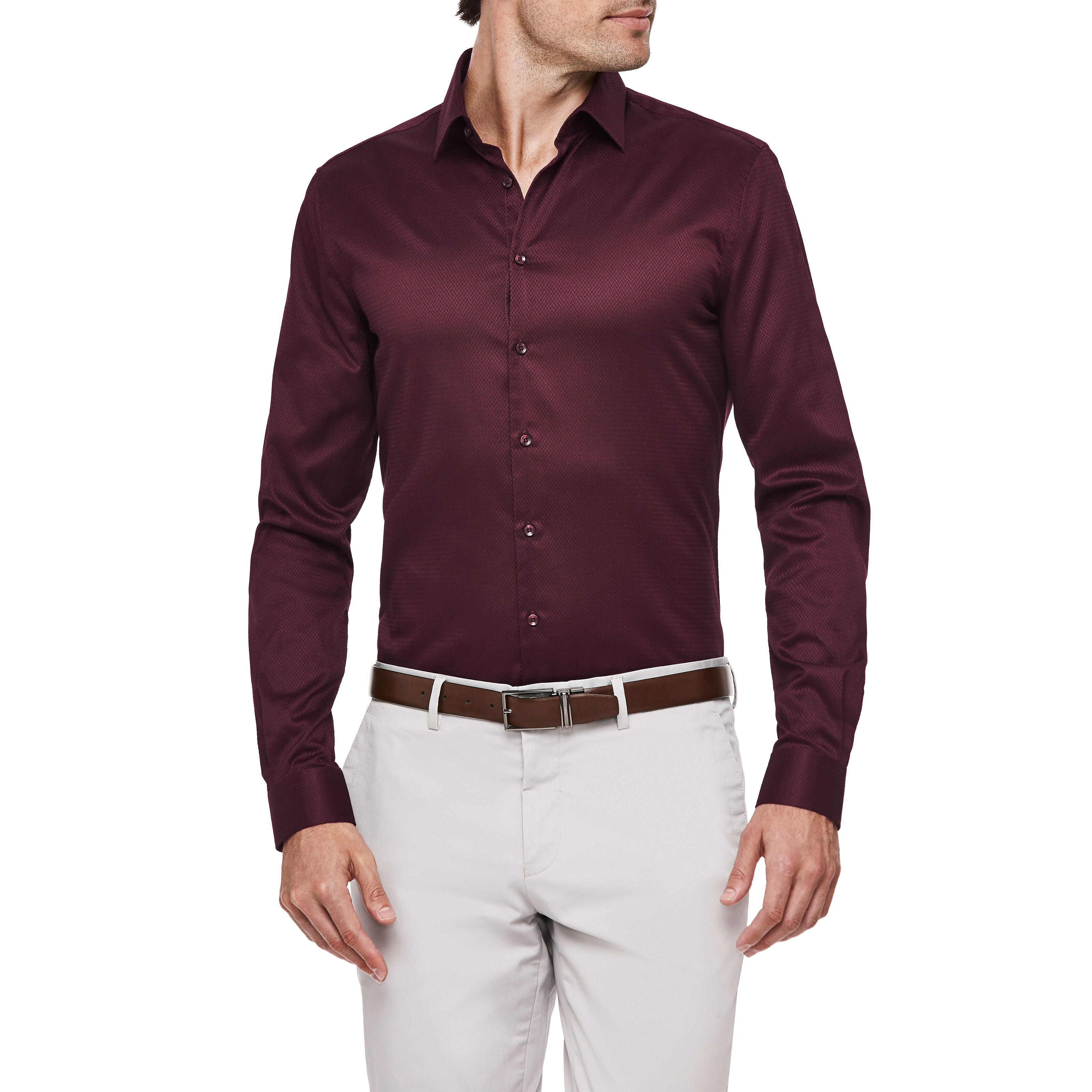 Mens maroon 2025 dress shirt