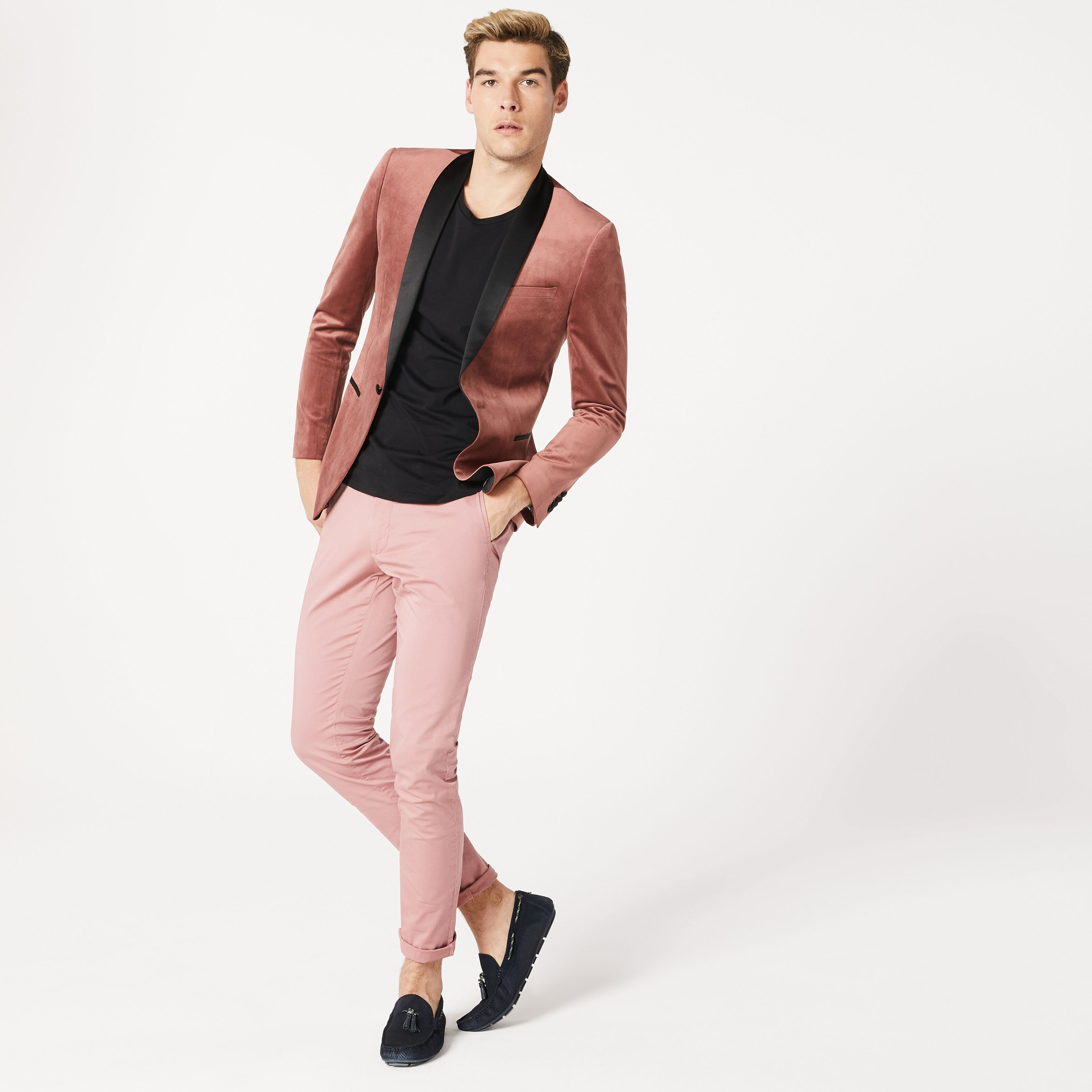 Kendrell Pink Velvet Jacket Black Tie Tux Politix