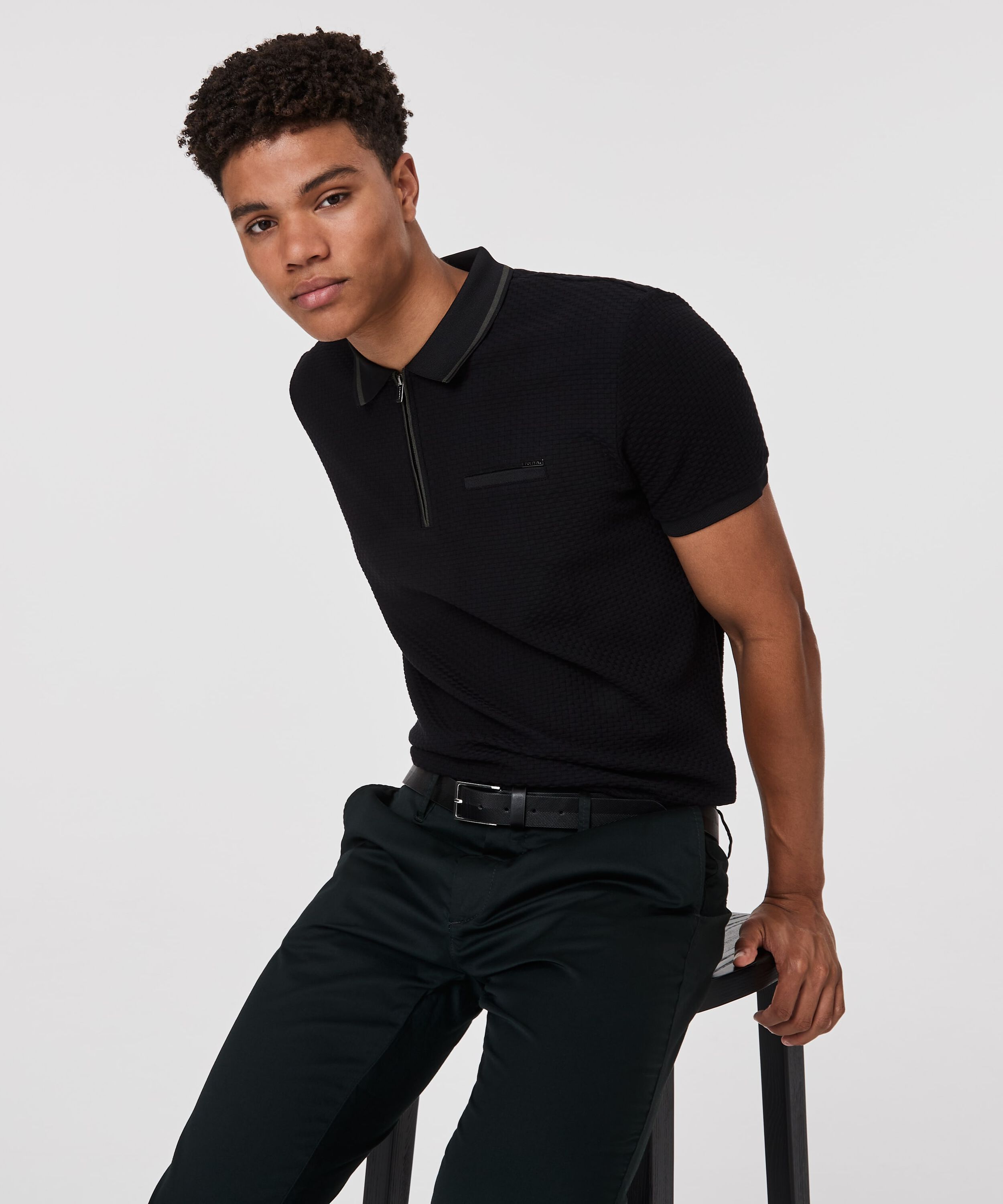 black shirt polo