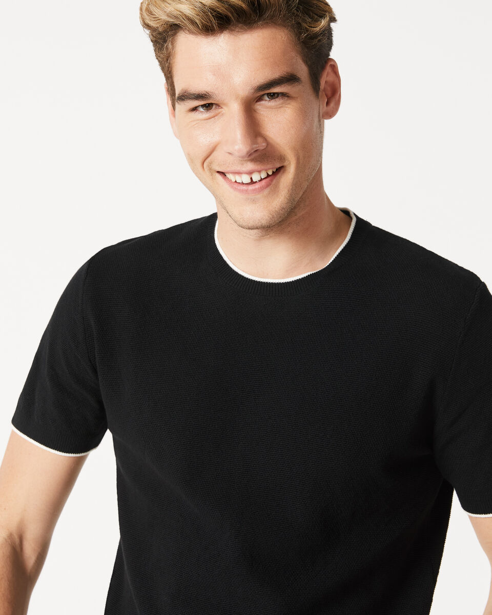 Levins Knitted T-Shirt, Black, hi-res