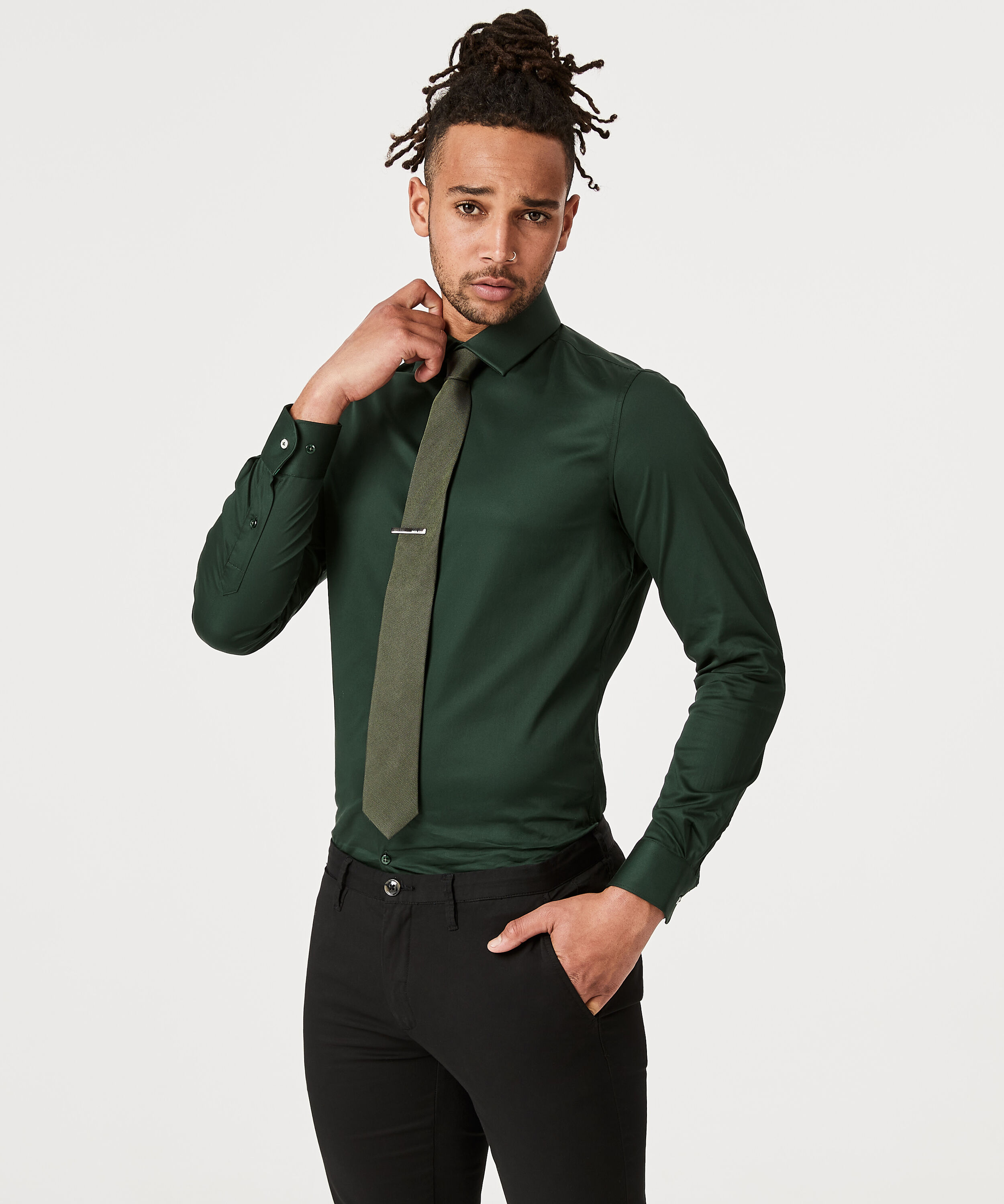 green dress shirt