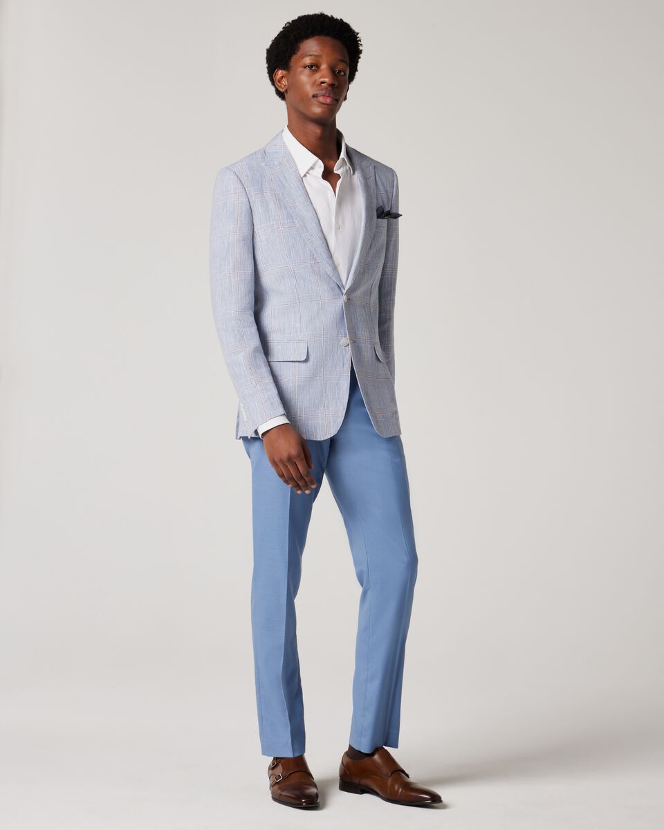 Slim Fit Check Tailored Blazer, Blue Check, hi-res