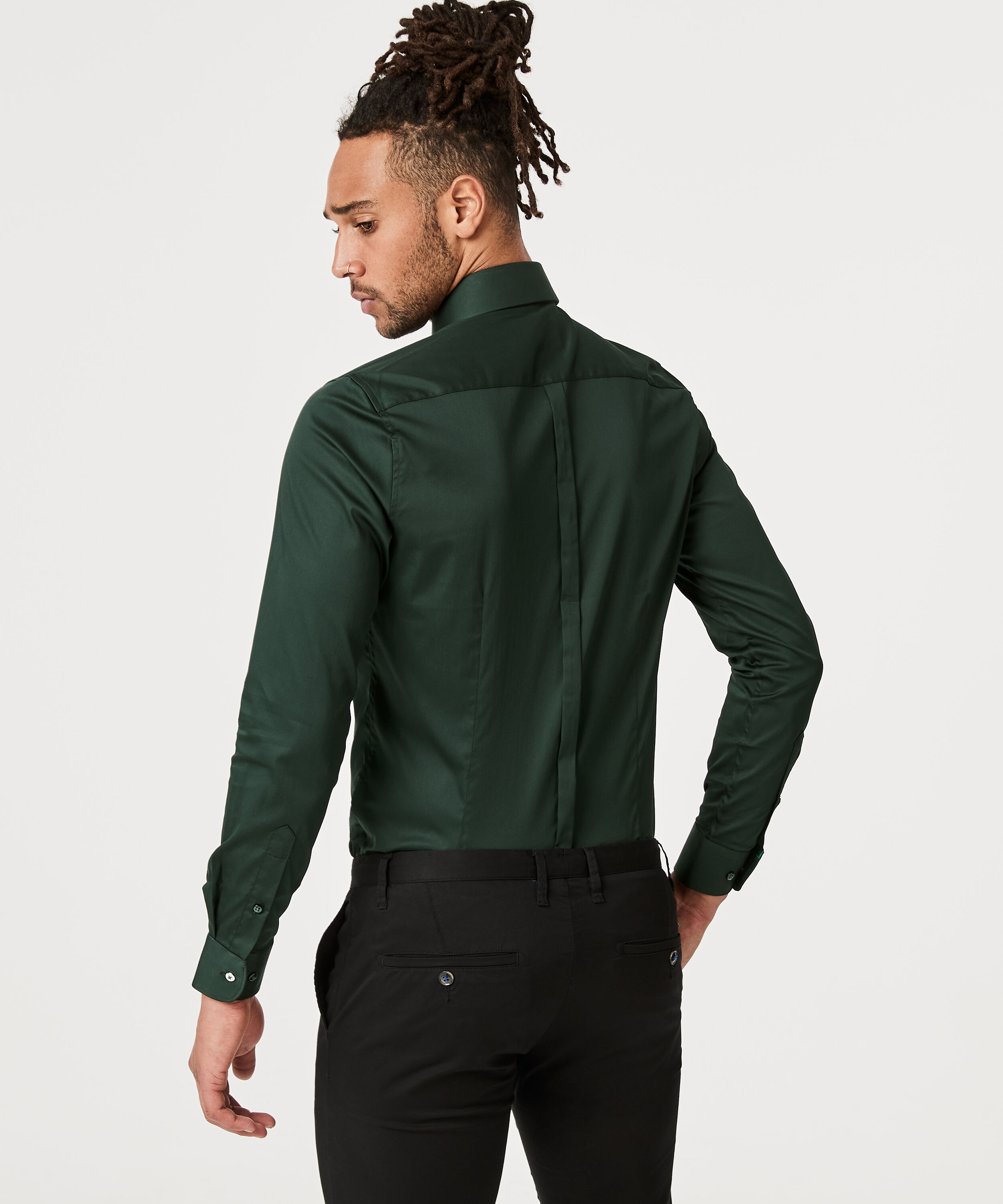 Edisson - Dark Green - Ls Dress Shirt High Shine | Sale | Politix