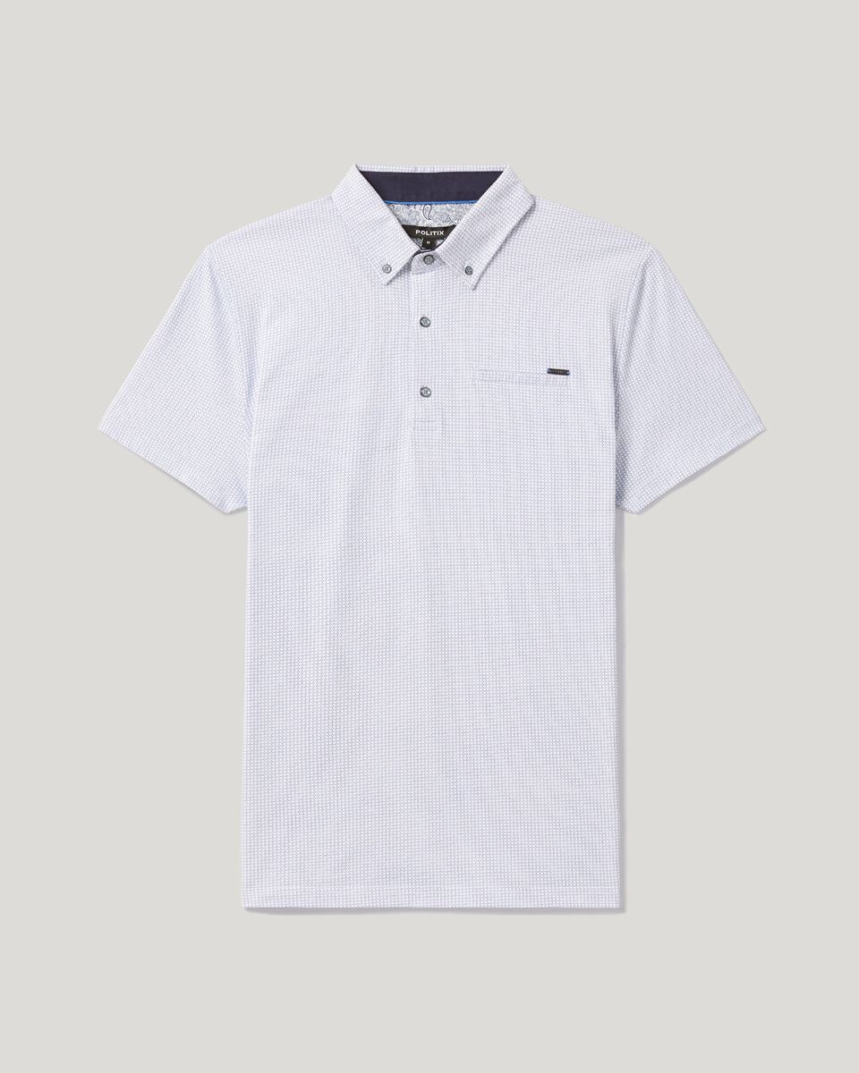 Mens White/Blue Polo Shirt