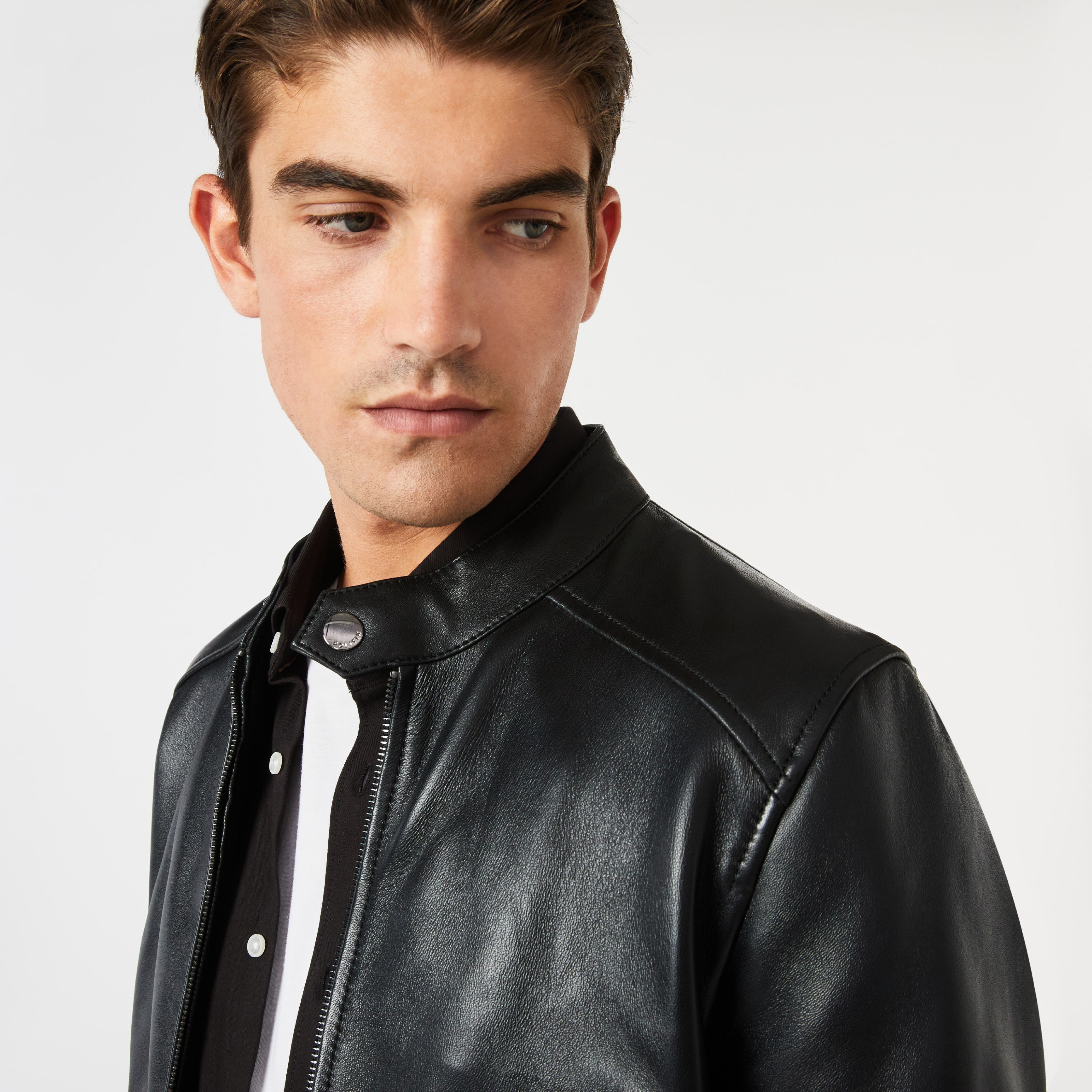 Nehru Collar Leather Jacket Black Coats Jackets Politix