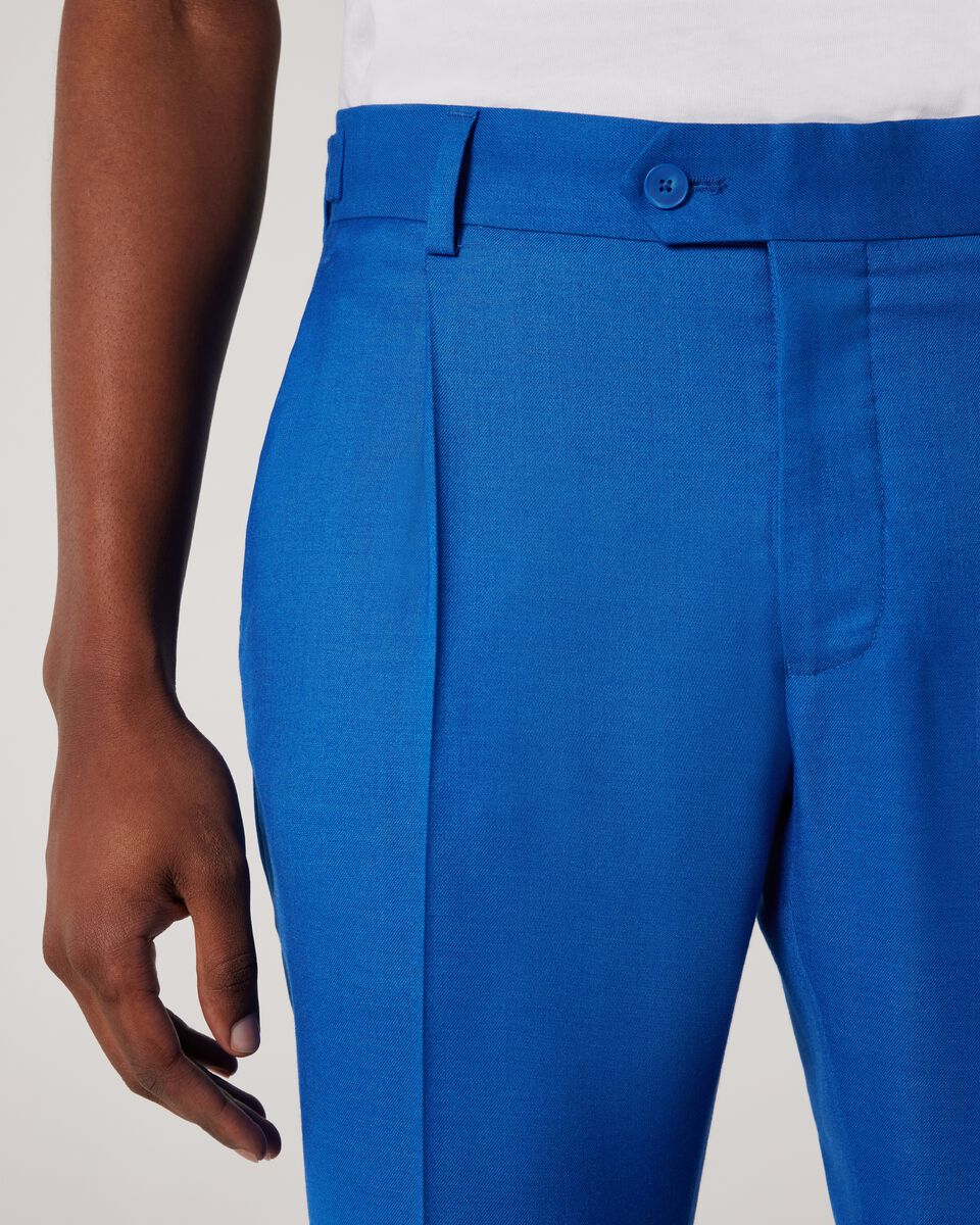 Pleated Slim Stretch Tailored Pant, Cobalt, hi-res