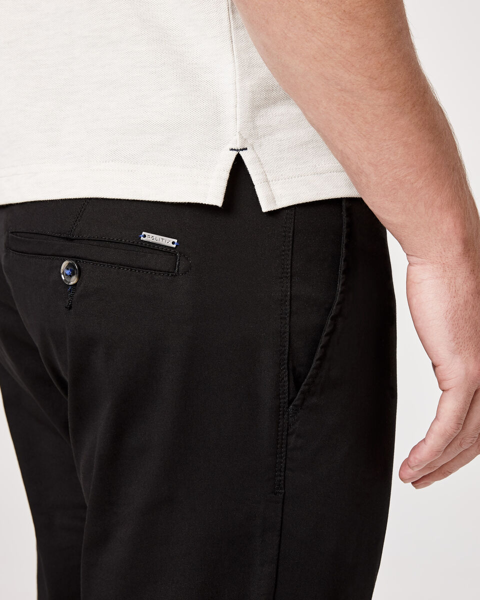 Slim Stretch Cotton Chino, Black, hi-res