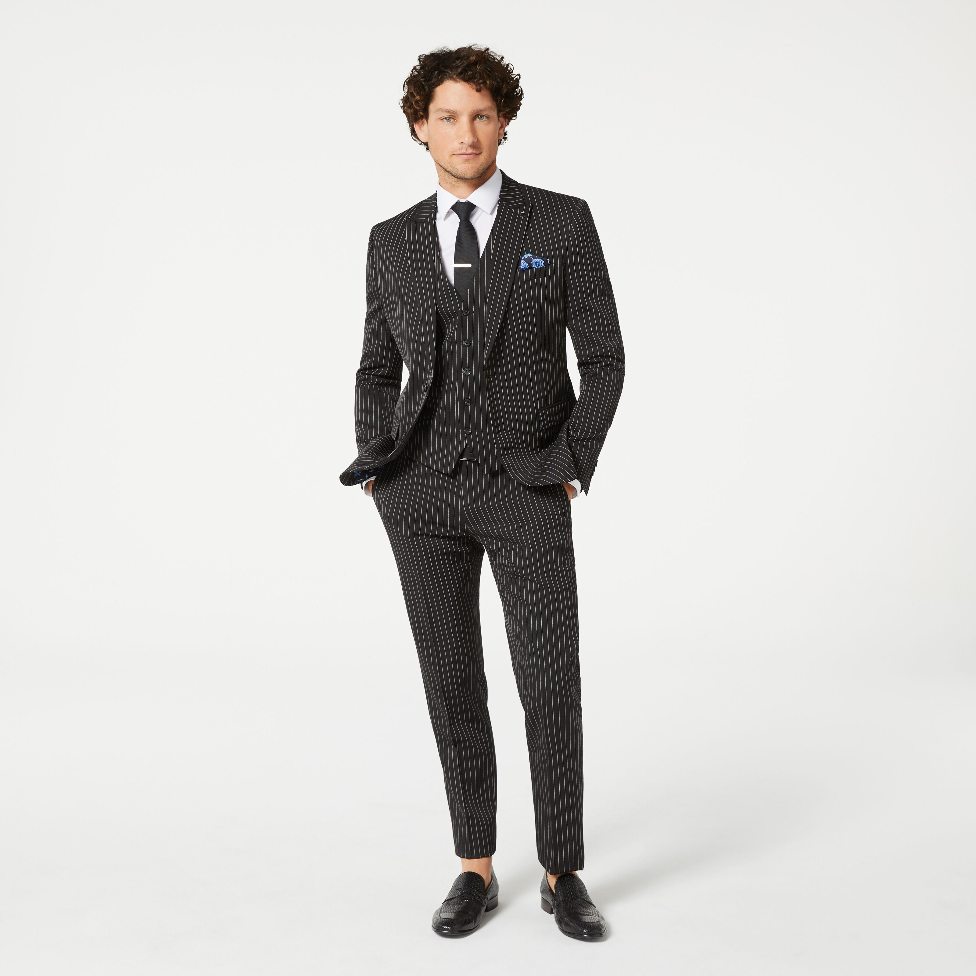 Mens black pinstripe waistcoat shop