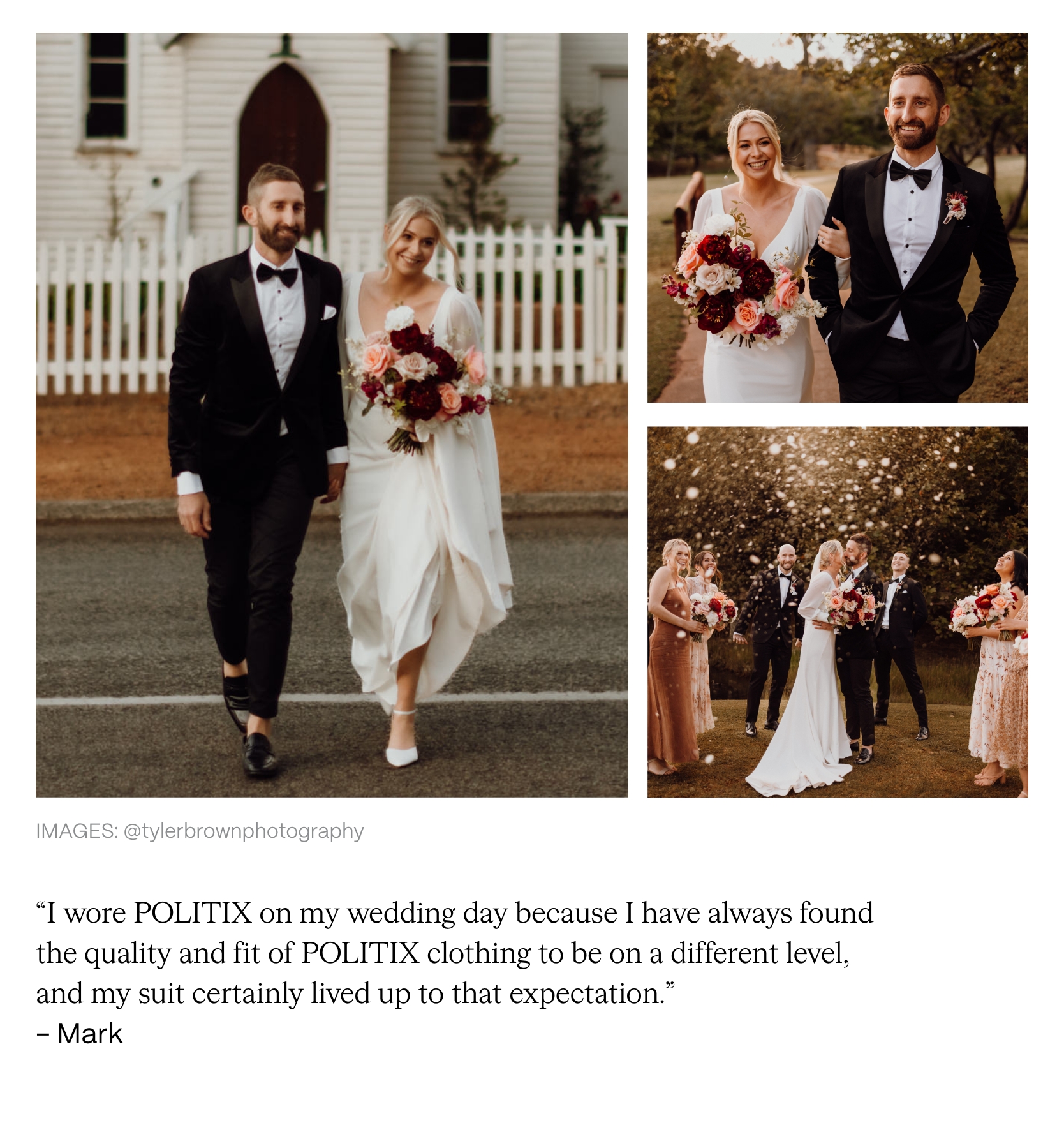 Collage of Mark and Zoe. Mark wearing POLITIX suit. Mark and Zoe