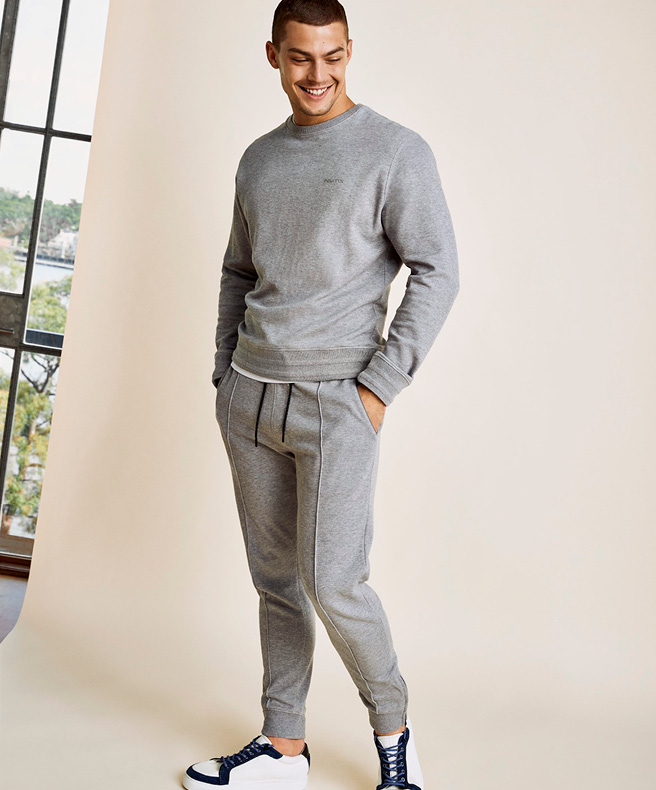 model in grey mens loungewear bottom model in grey mens loungewear bottom