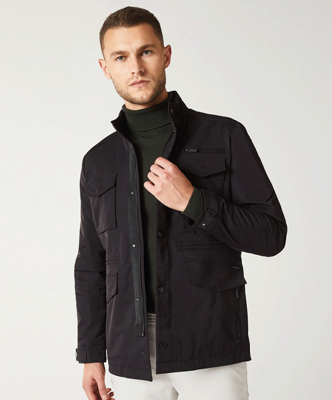 Featuring POLITIX Utility jackets GIF of four models wearing POLITIX utility jackets