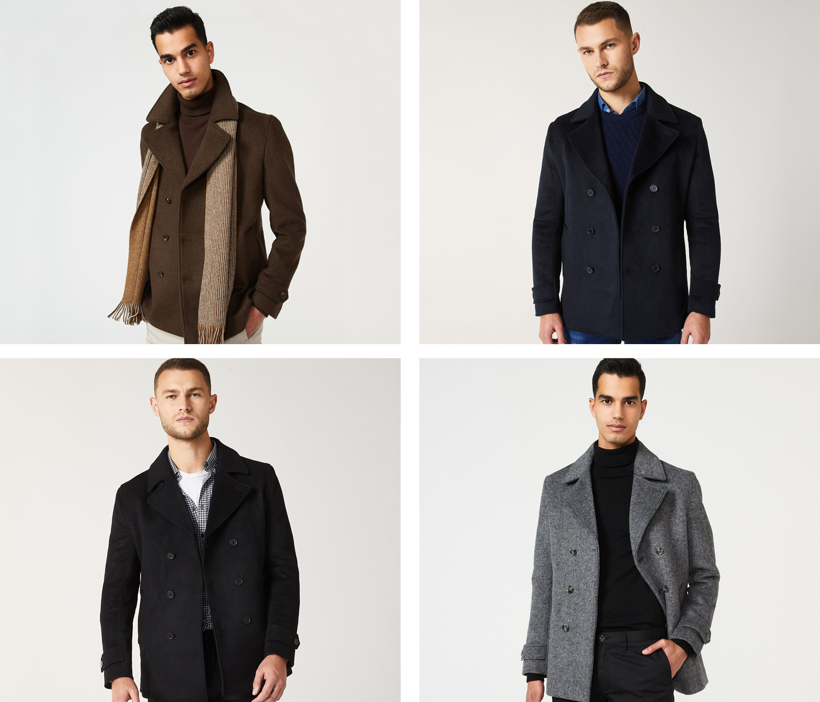 Featuring POLITIX Peacoats Collage of POLITIX models wearing Peacoats