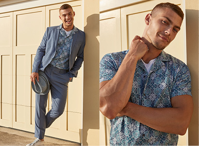 Printed Shirts Men's Fashion suit and t shirt combination