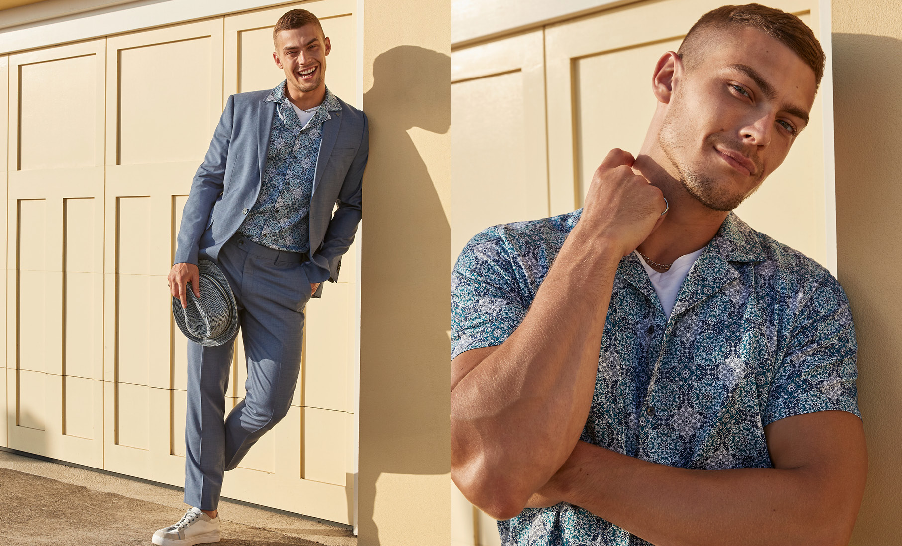Printed Shirts Men's Fashion suit and t shirt combination