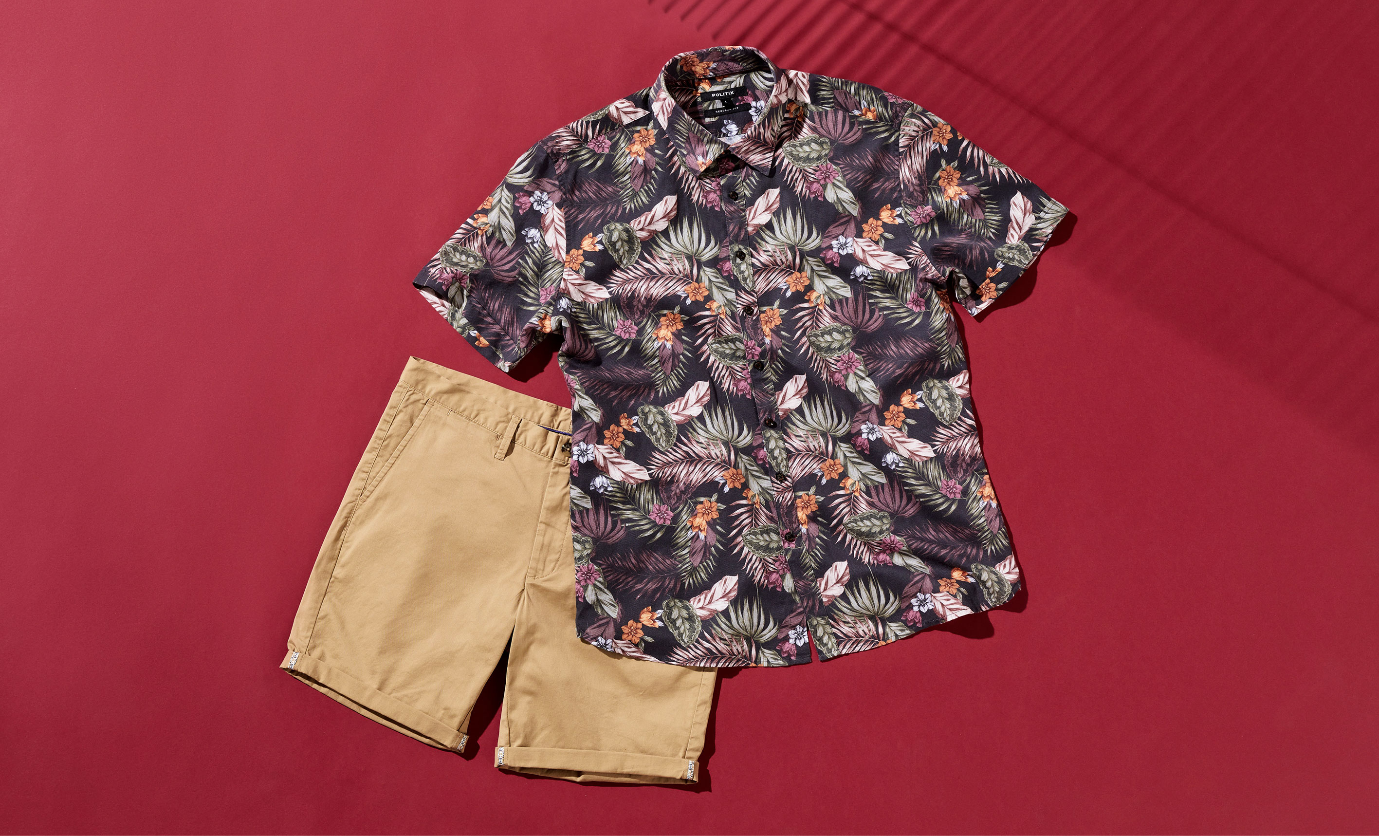 Christmas Gifting For Men Combo short sleeve tropical button down shirt and chino short