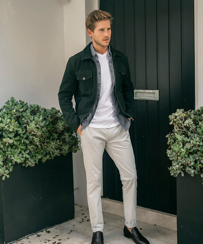 The bespoke layered look featuring the Jaxon Suede Jacket