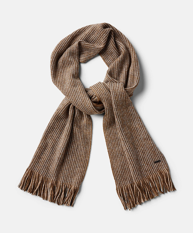 Scarves flatlay GIF of brown, green and black scarf