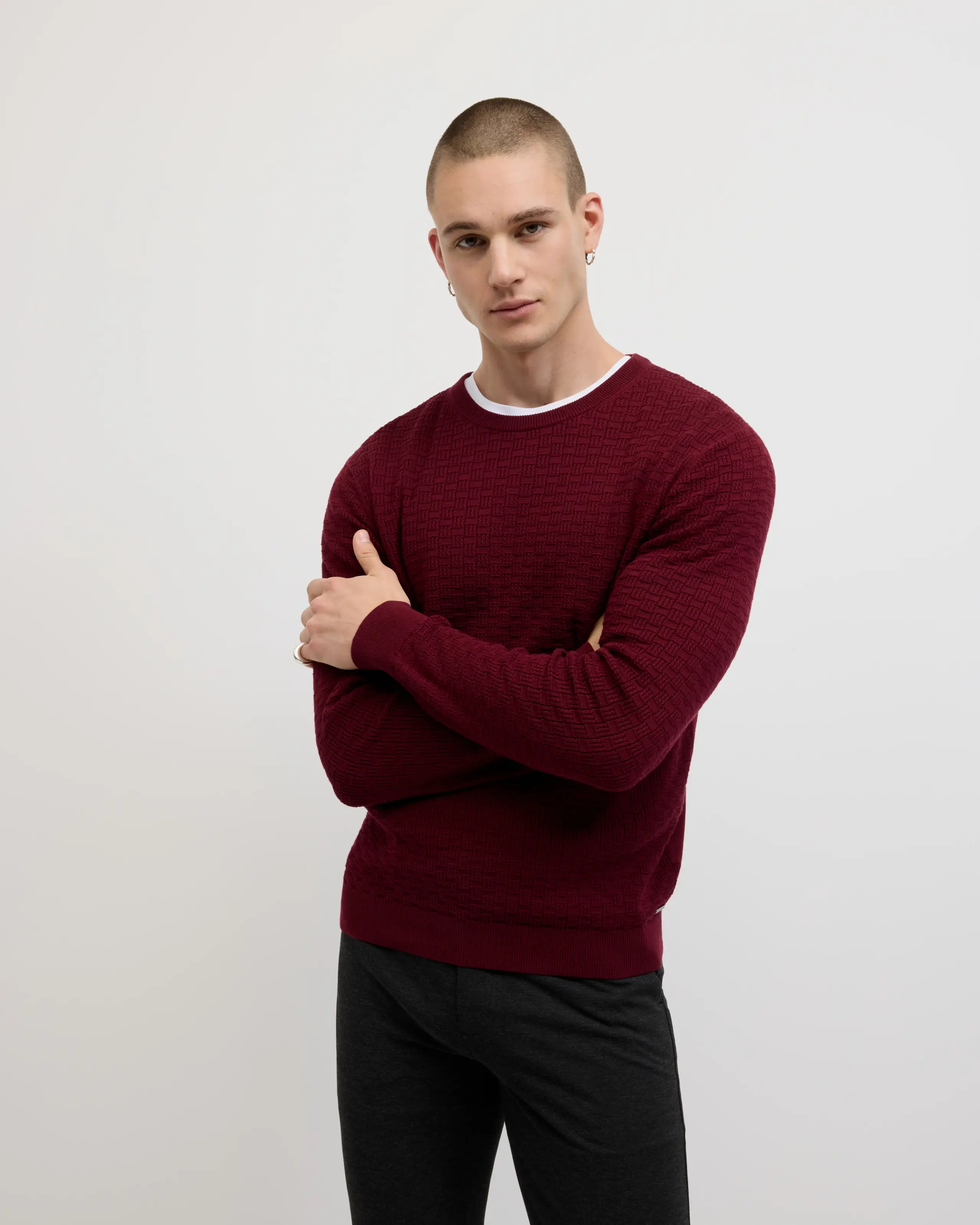Elvin Geo Textured Crew Knit