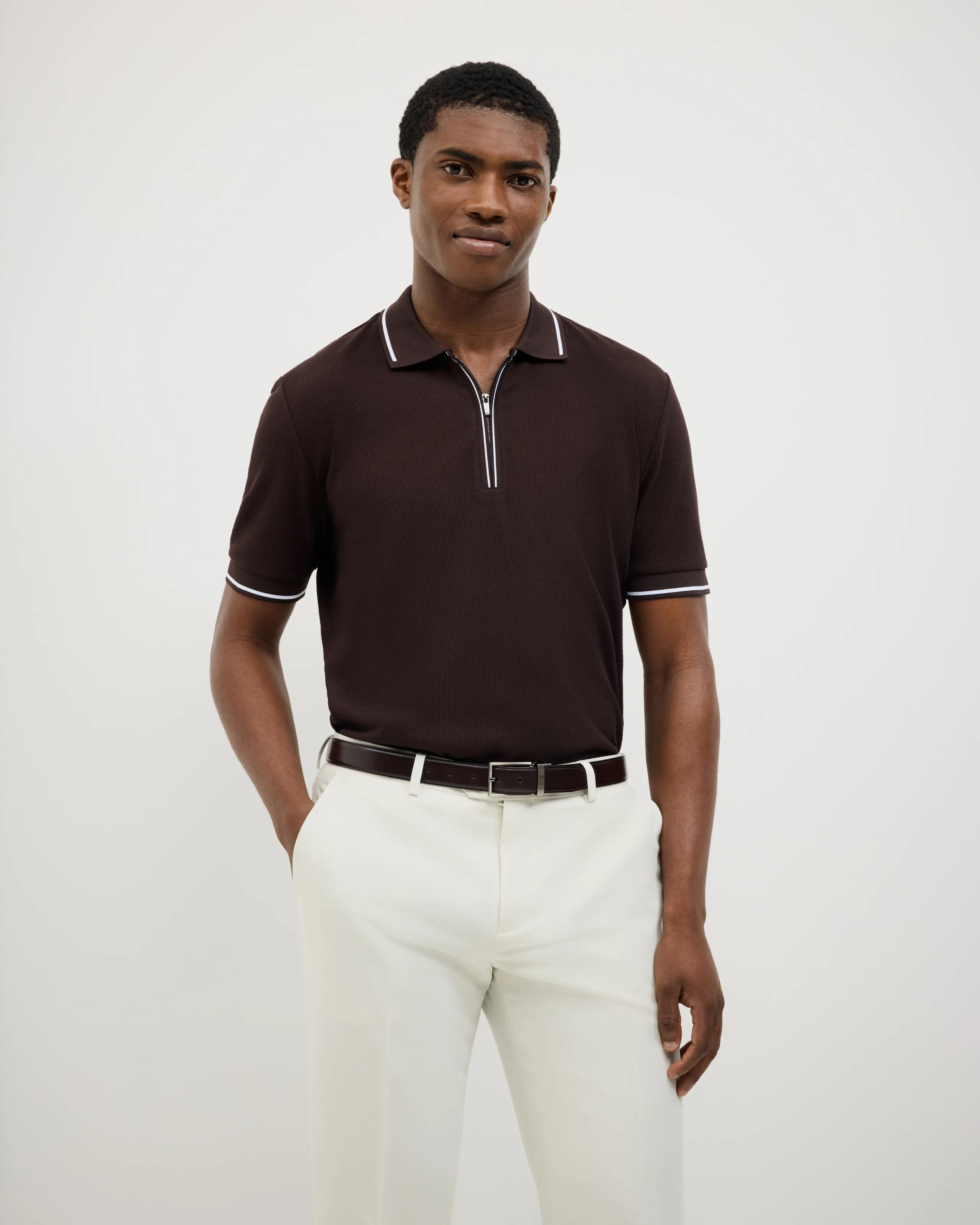 Politix Morgan Textured Zip-Up Polo