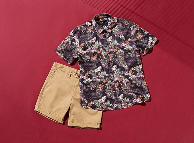 Christmas Gifting For Men Combo short sleeve tropical button down shirt and chino short