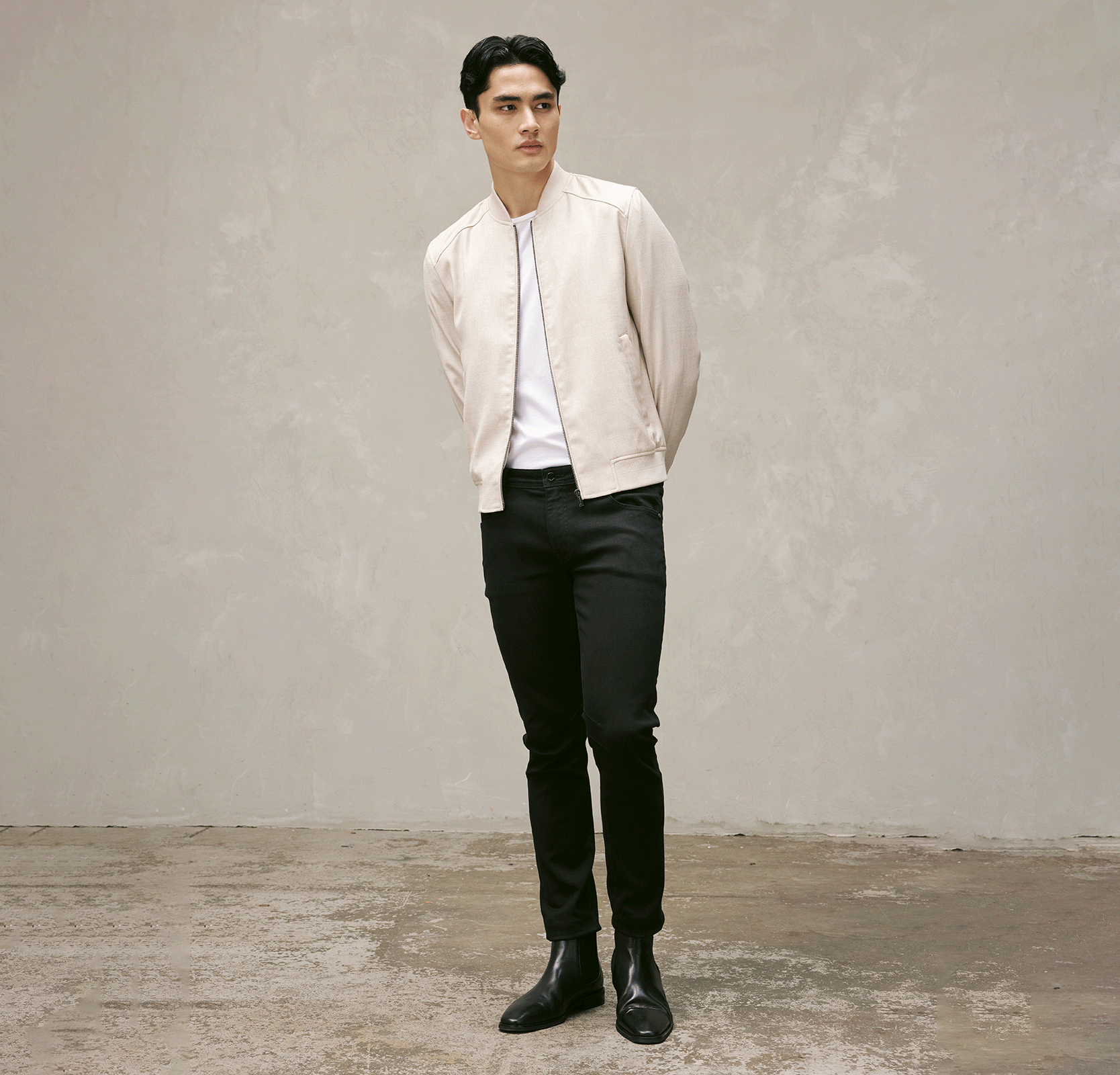 GIF of model wearing our lightweight jacket options