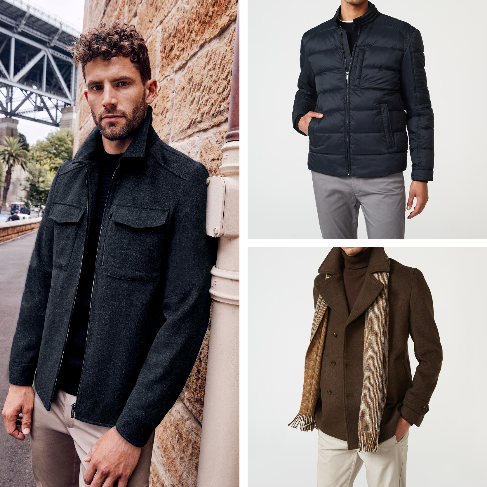 What to wear with chinos GIF of different winter outfits featuring chinos